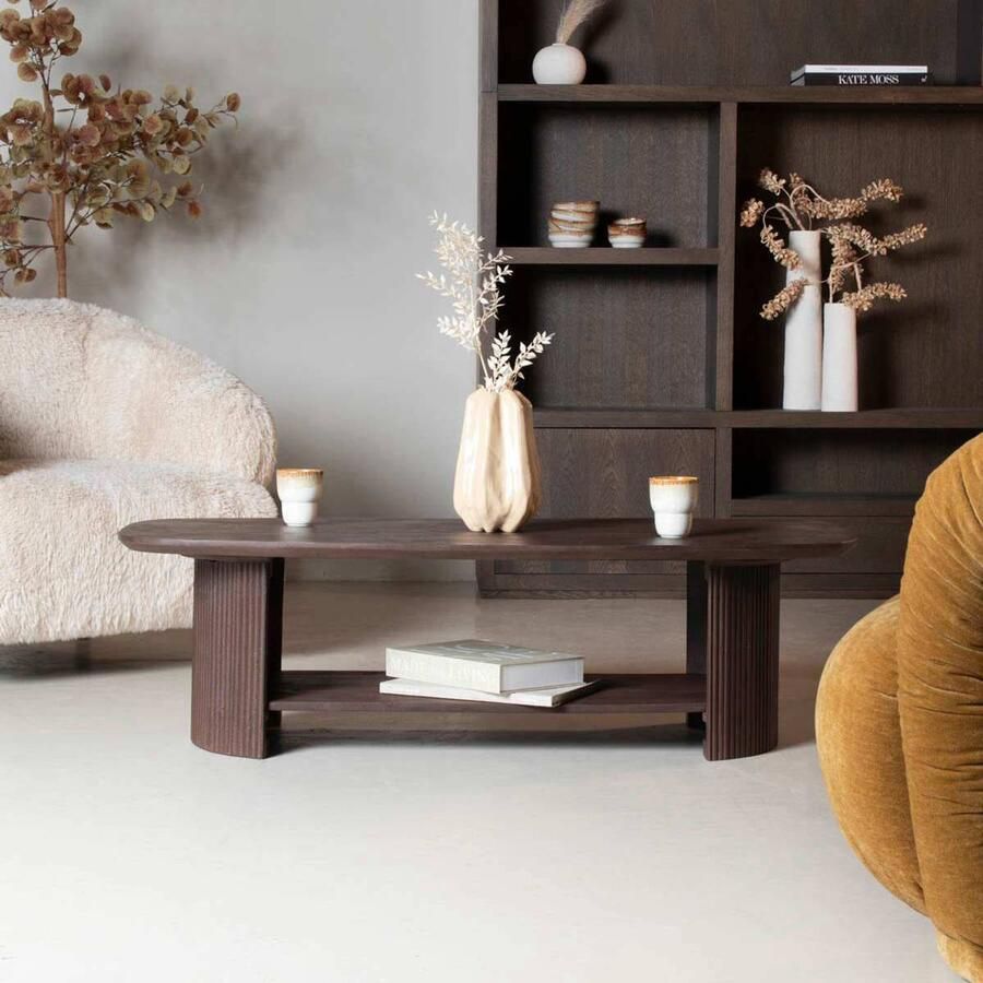 Giga Meubel Salontafel Lorna Deens Ovaal Donkerbruin Hout 130x70x38cm - Foto 2