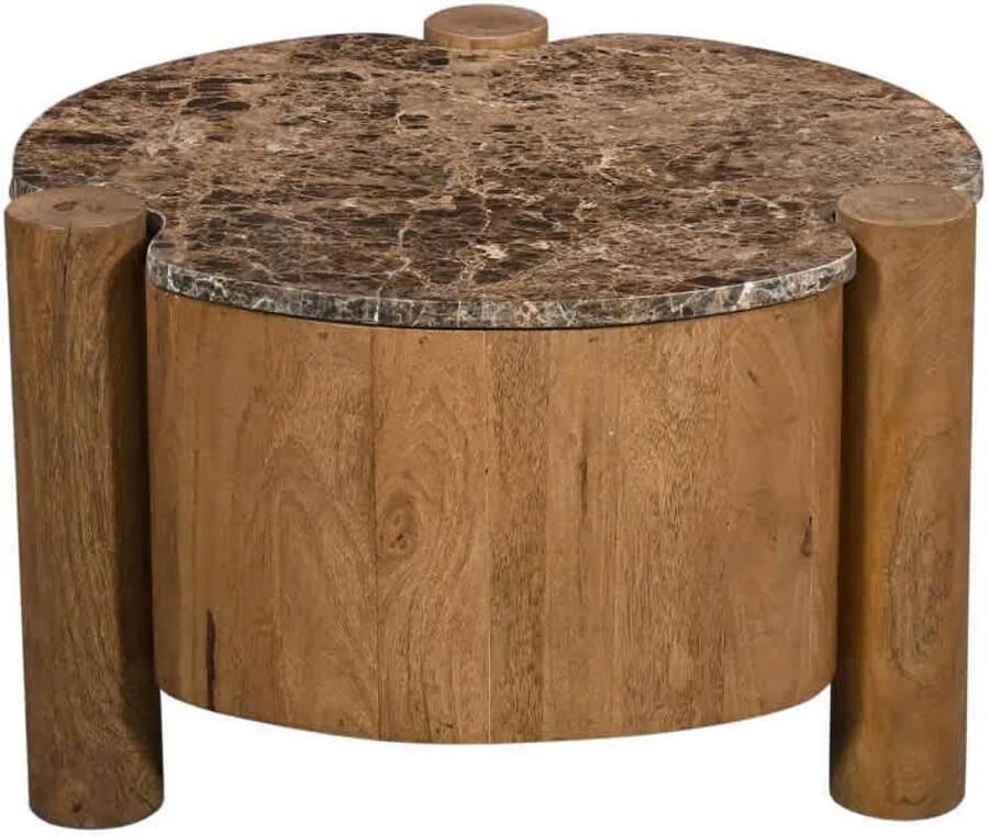 Giga Meubel Salontafel Rond Marmer 60cm Naturel Mangohout - Foto 2