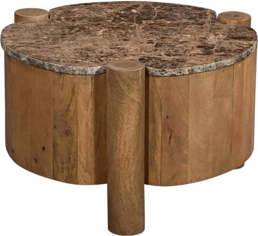 Giga Meubel Salontafel Rond Marmer 60cm Naturel Mangohout - Foto 3