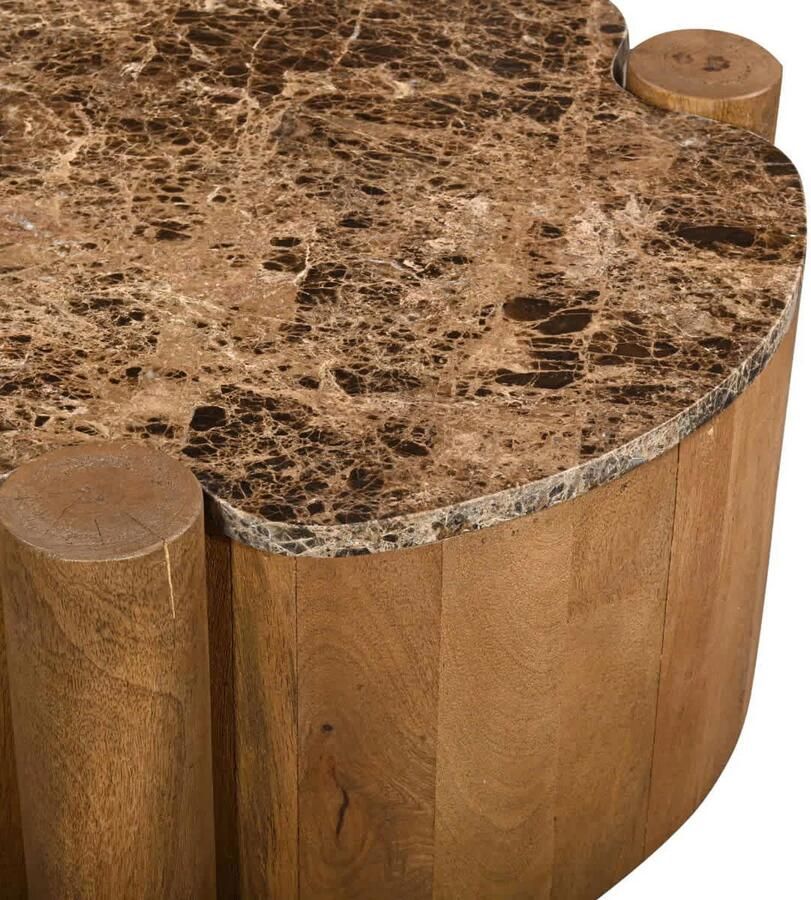Giga Meubel Salontafel Rond Marmer 60cm Naturel Mangohout - Foto 4