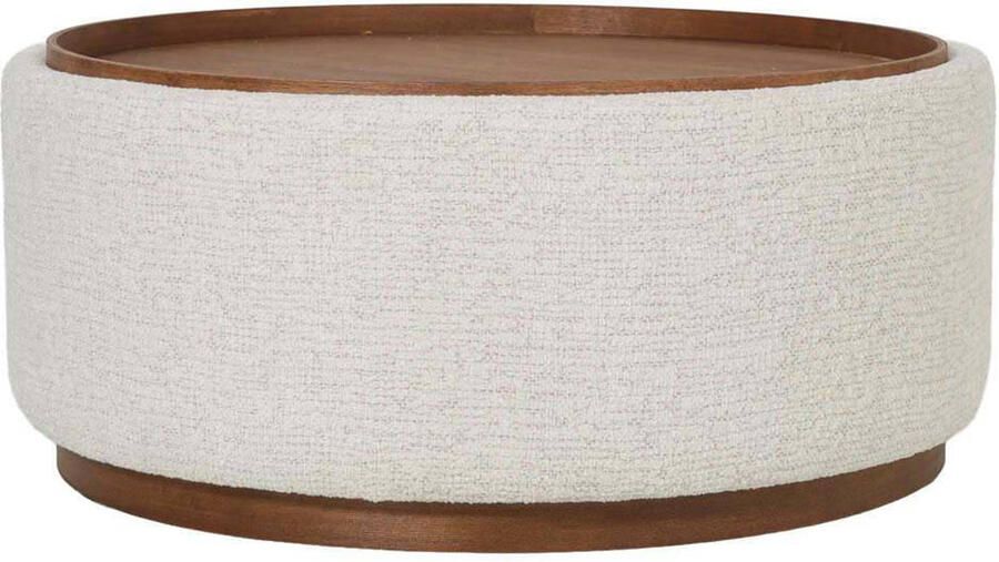 DÉJA Living DÉJA Salontafel Marcia Beige Walnoot Rond met Opbergruimte 83cm