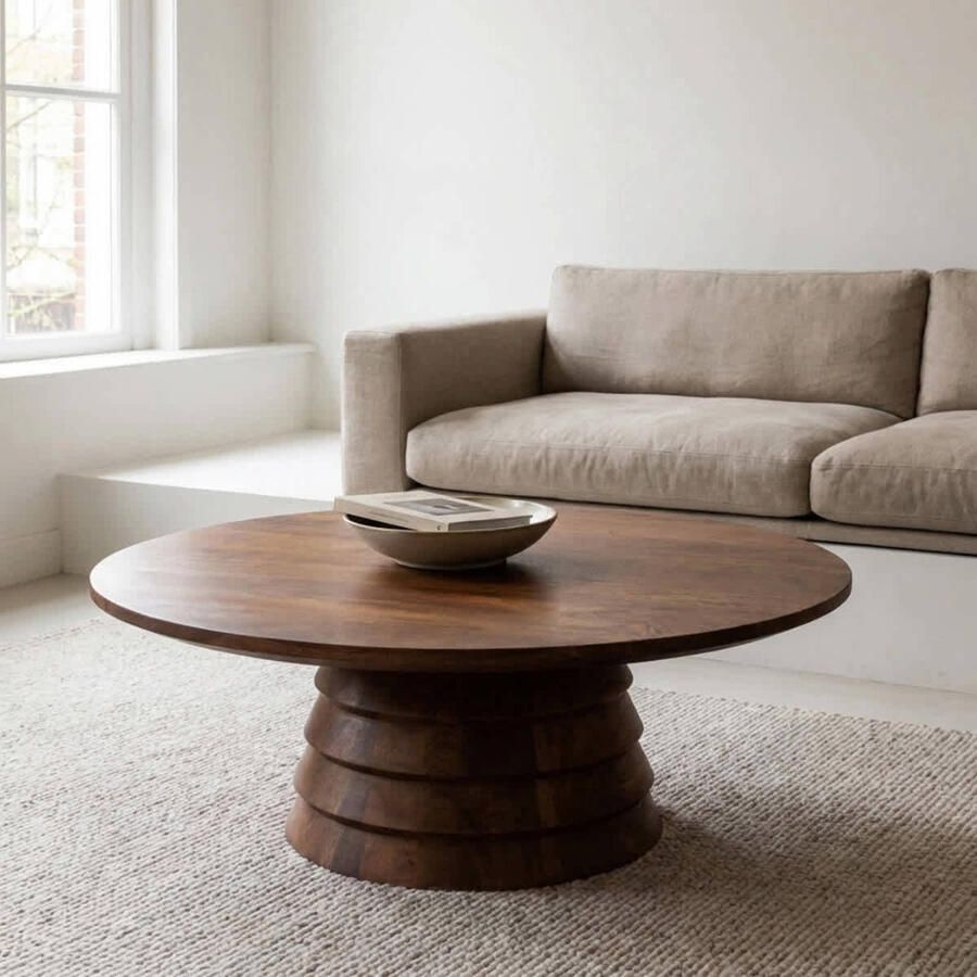 DÉJA Living Salontafel Marín Rond Donkerbruin Mangohout 90x90x31cm - Foto 2
