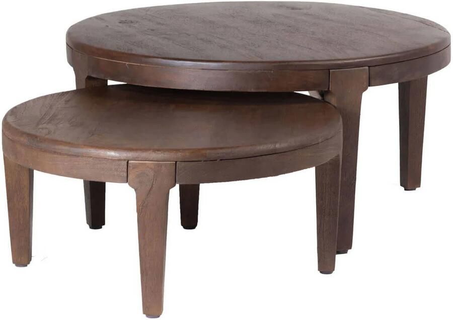 Giga Meubel Salontafel Rond Bruin Set van 2 Salontafel Mio - Foto 2