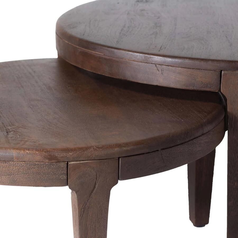 Giga Meubel Salontafel Rond Bruin Set van 2 Salontafel Mio - Foto 3