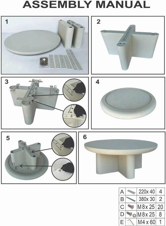 Giga Meubel Salontafel Miso Eco Composiet Wit 90x90x35cm - Foto 4