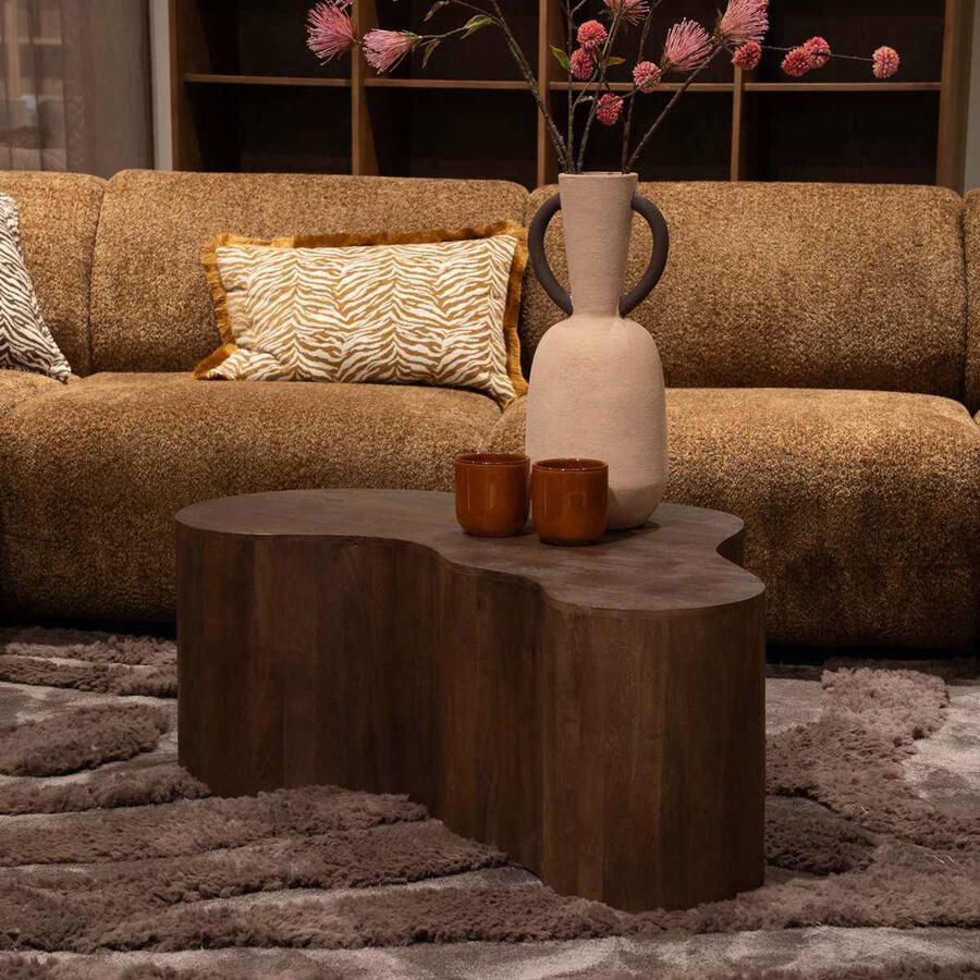 Giga Meubel Salontafel Moos Organisch Donkerbruin Hout 100x65x36cm - Foto 3