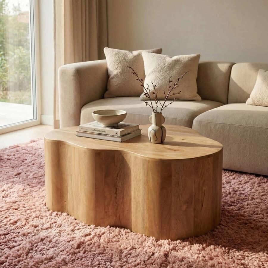 Giga Meubel Salontafel Moos Organisch Naturel Hout 70x50x30cm - Foto 3