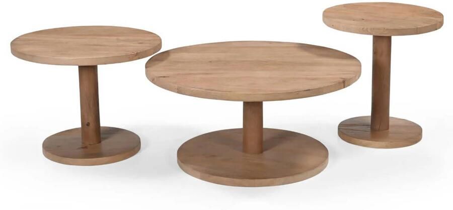 Giga Meubel Salontafel Nao Set van 3 Naturel Mangohout - Foto 2