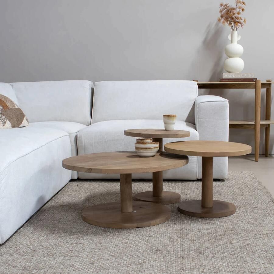 Giga Meubel Salontafel Nao Set van 3 Naturel Mangohout - Foto 3