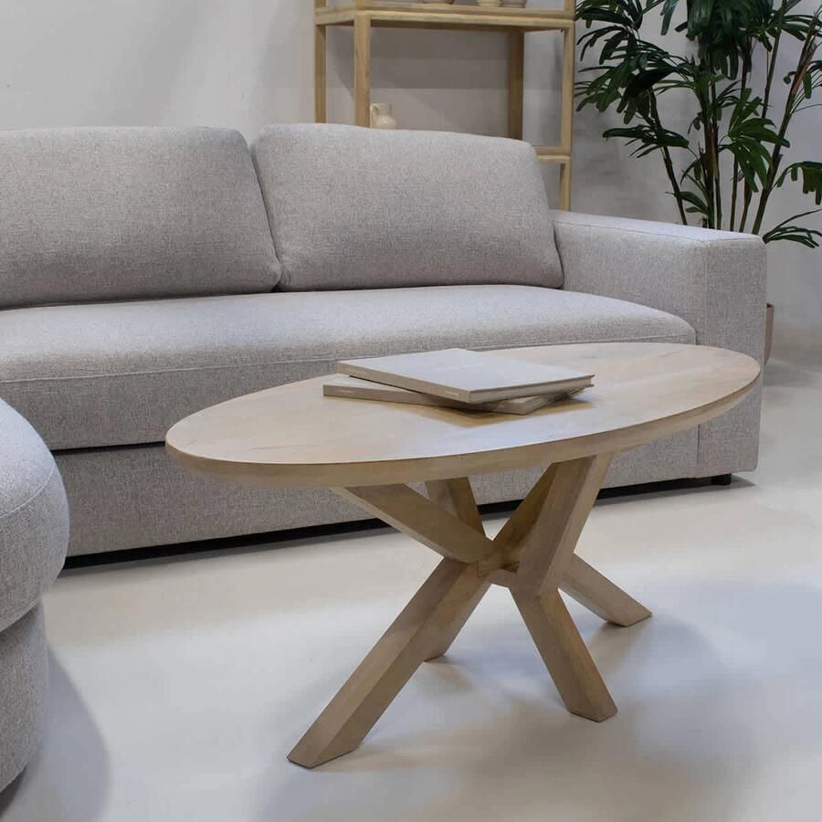 Giga Meubel Salontafel Onno Ovaal Mangohout Naturel 120x60x47cm - Foto 2