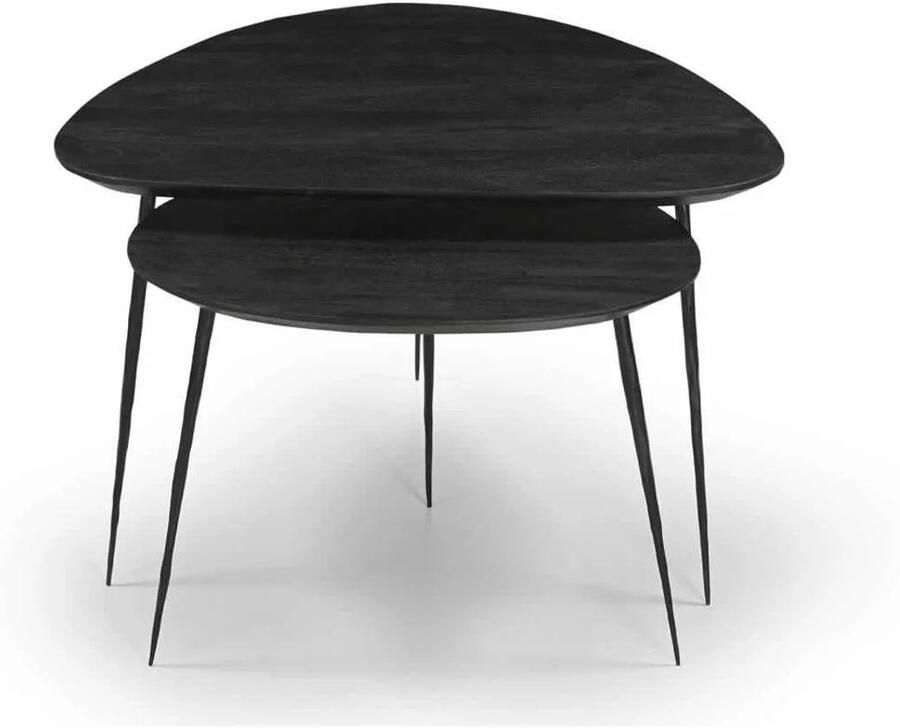 Giga Meubel Salontafel Organisch Zwart Mangohout Set Van 2 Remi - Foto 2