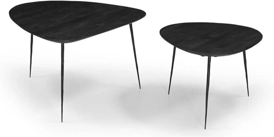 Giga Meubel Salontafel Organisch Zwart Mangohout Set Van 2 Remi - Foto 4