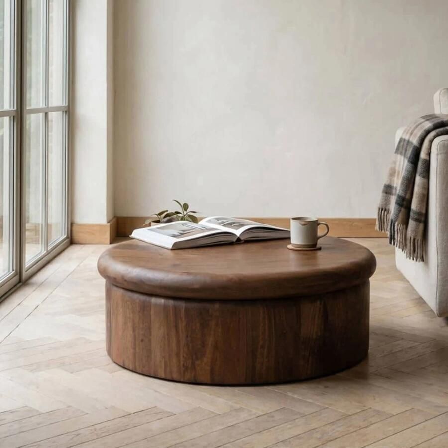 DÉJA Living Salontafel Rota Rond Donkerbruin Mangohout 90x90x31cm - Foto 2