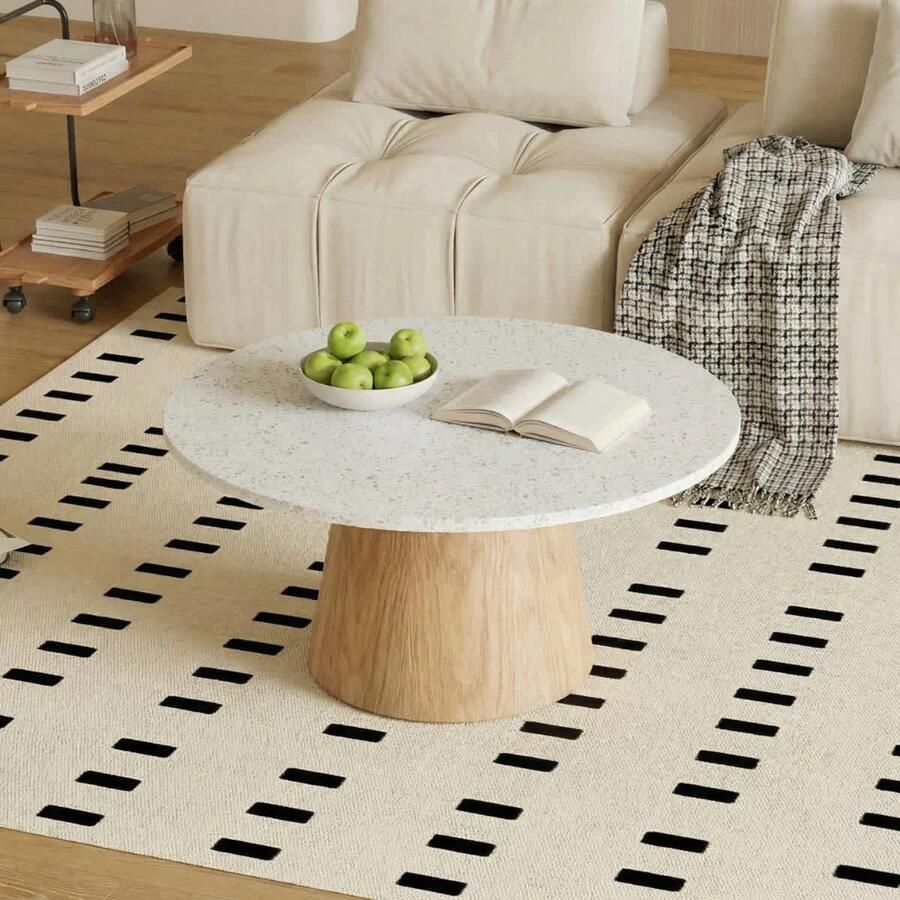 Déja Living DÉJA Living Salontafel Sara Rond Terrazzo Hout Naturel 55x55x38cm