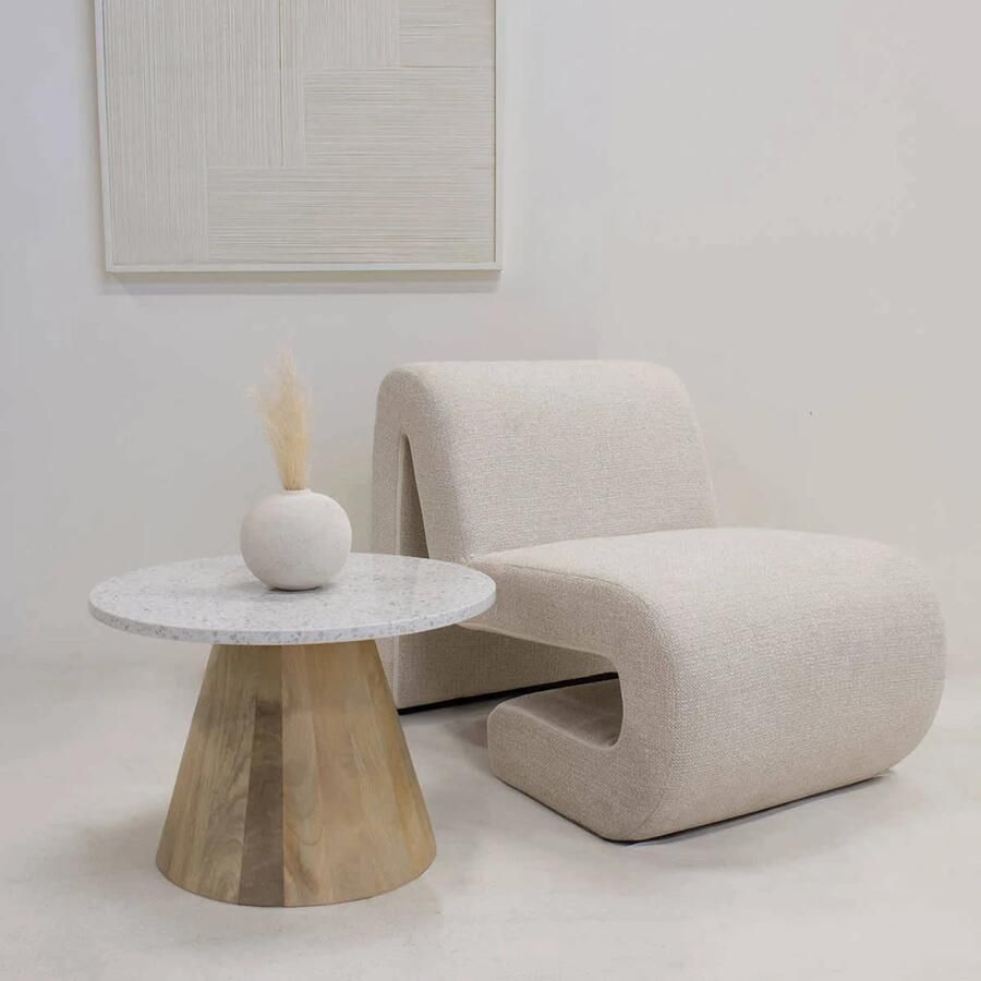 Déja Living DÉJA Living Salontafel Sara Rond Terrazzo Hout Naturel 55x55x38cm - Foto 2