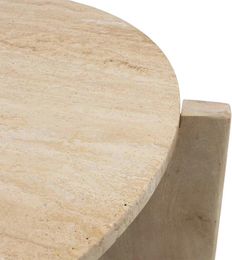Giga Meubel Salontafel Simon Rond Travertin Hout Bruin 60x60x40cm - Foto 2