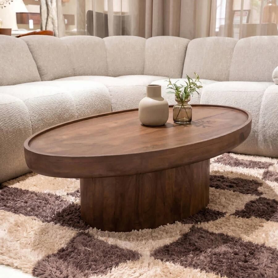 DÉJA Living Salontafel Sola Ovaal Mangohout Donkerbruin 120x65x39cm - Foto 2