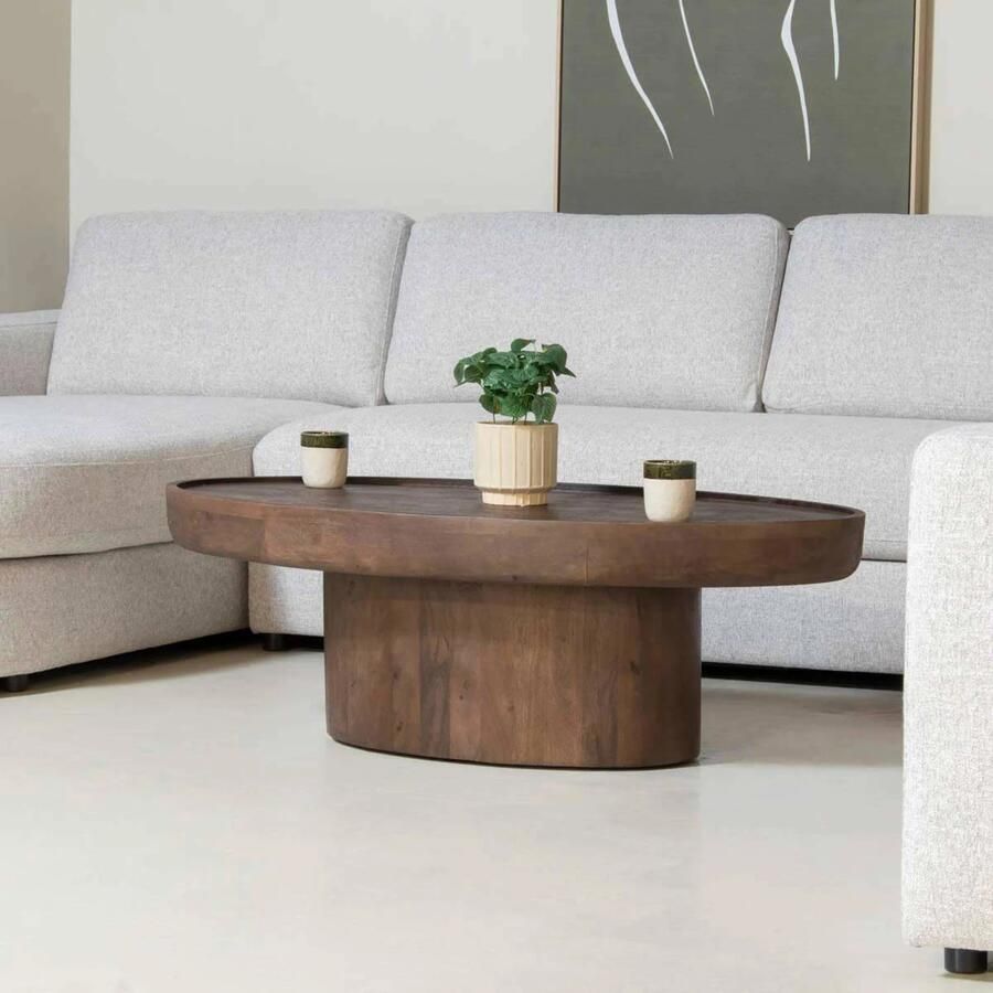 DÉJA Living Salontafel Sola Ovaal Mangohout Donkerbruin 120x65x39cm - Foto 3