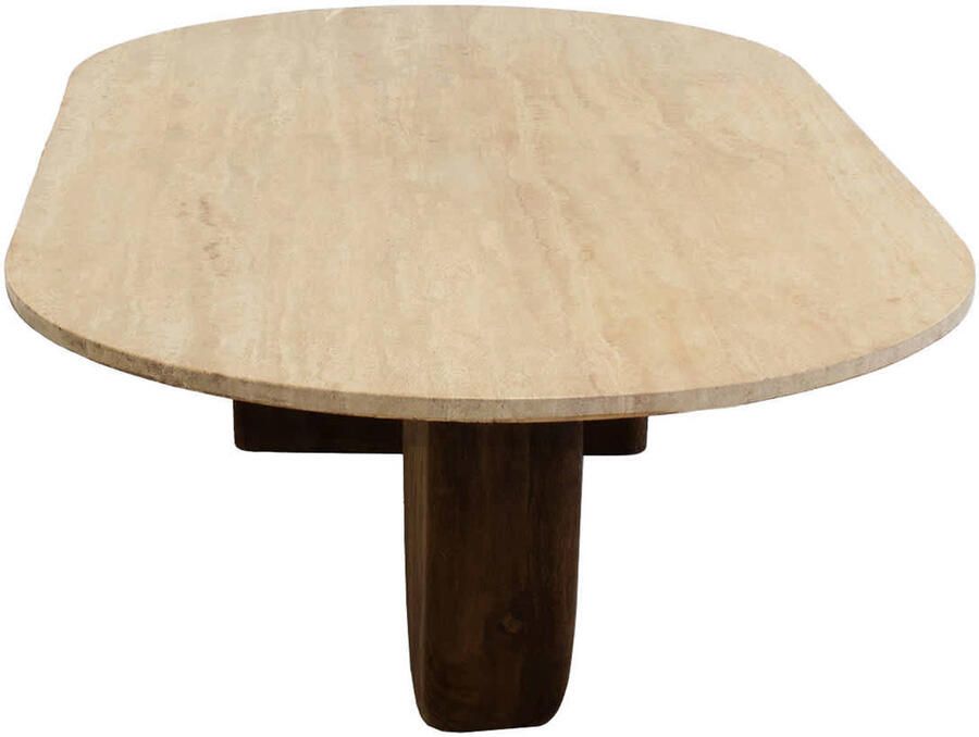 Giga Meubel Salontafel Wessel Ovaal Travertin Hout Bruin 120x65x38cm - Foto 3