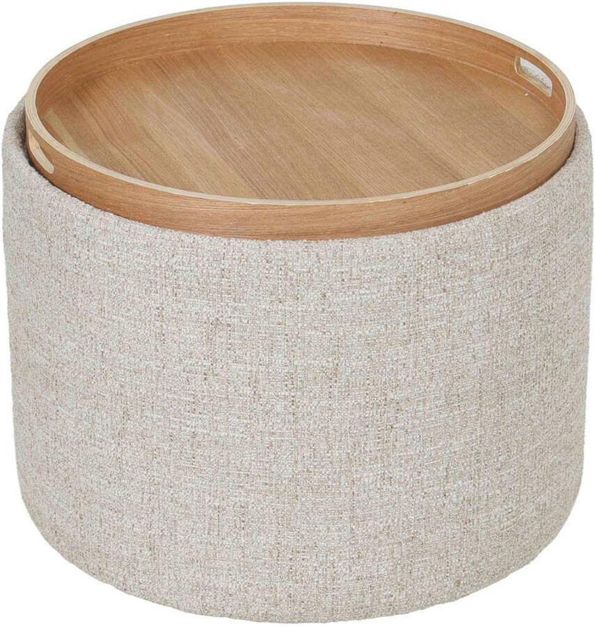 DÉJA Living Salontafel Zara Rond Beige Naturel Incl. Opbergruimte Ø55cm