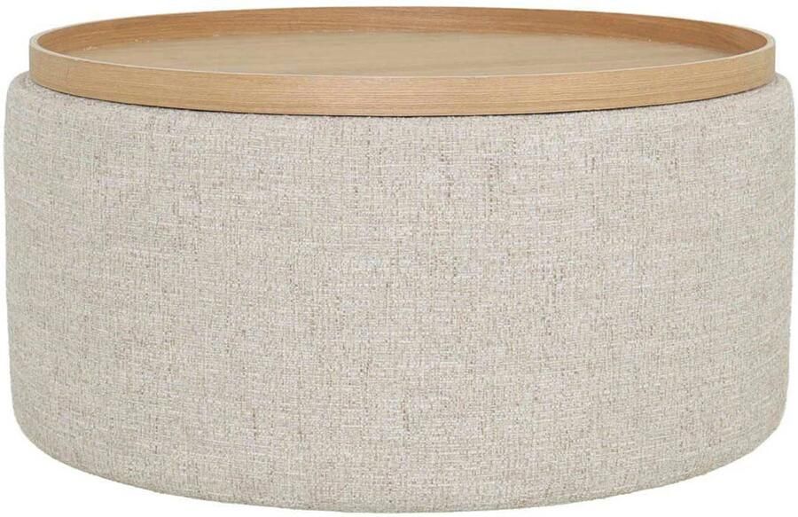 DÉJA Living DÉJA Salontafel Zara Beige Naturel Rond met Opbergruimte 80cm