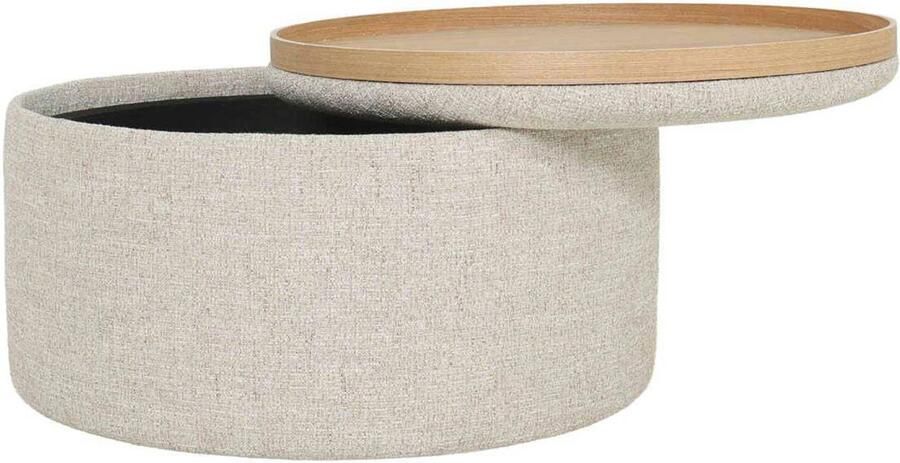DÉJA Living DÉJA Salontafel Zara Beige Naturel Rond met Opbergruimte 80cm - Foto 3