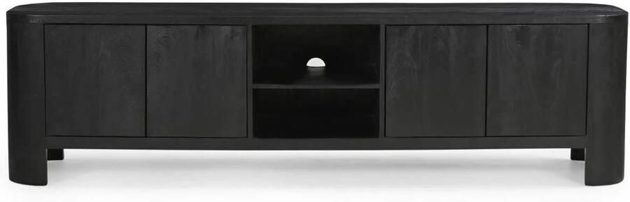 Giga Meubel Tv-Meubel Zwart Mangohout 4-Deuren 200x40x55cm Mitchel - Foto 3