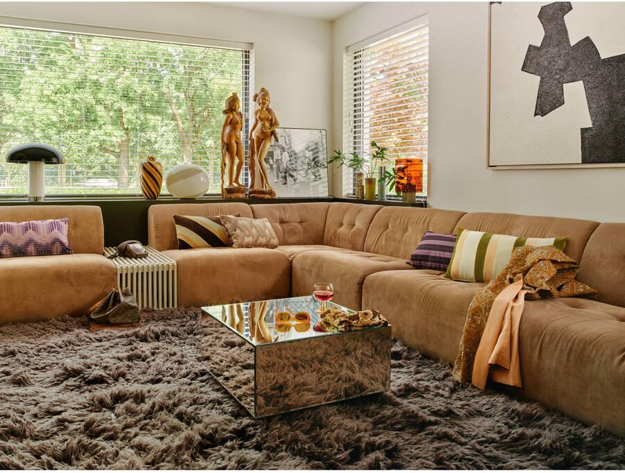 HKLIVING Vint Bank Element 1 5-zitsbank Middenstuk Corduroy Rib Bruin - Foto 2