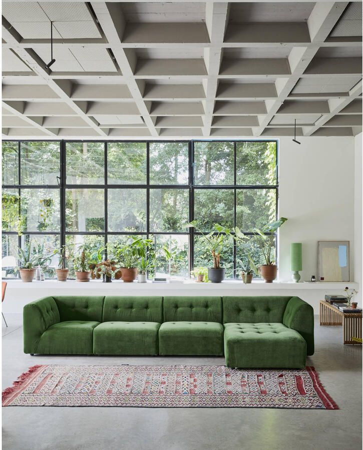 HKLIVING Vint Bank Element 1 5-zitsbank Links Royal Velvet Groen