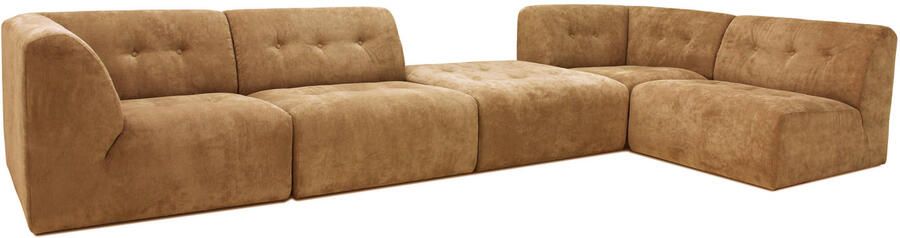 HKLIVING Vint Bank Element Hoekstuk Links Corduroy Rib Bruin