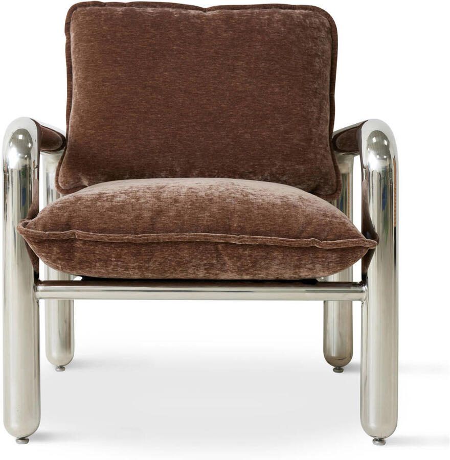 HKliving Chrome Lounge Fauteuil Velvet Brown - Foto 2