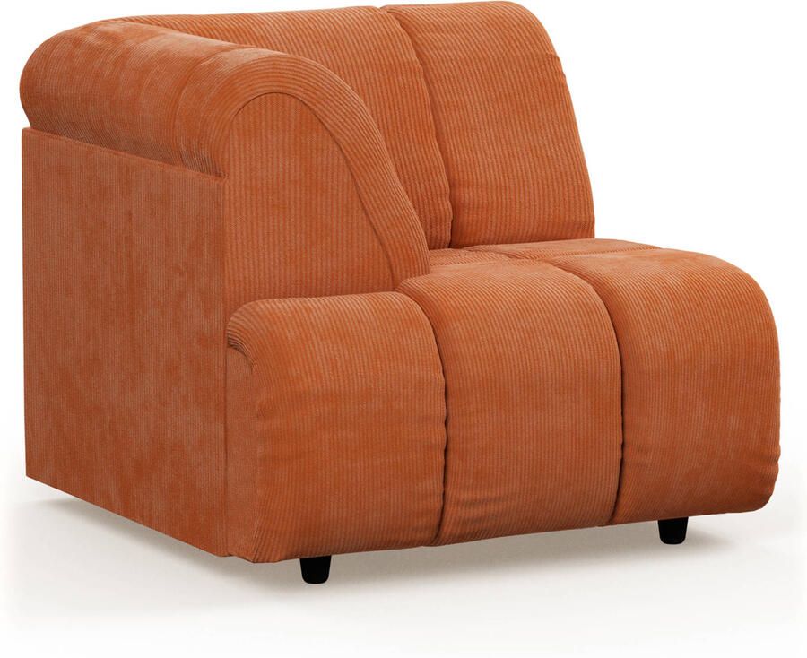 HKliving Wave Bank Element Hoekstuk Links Dusty Orange