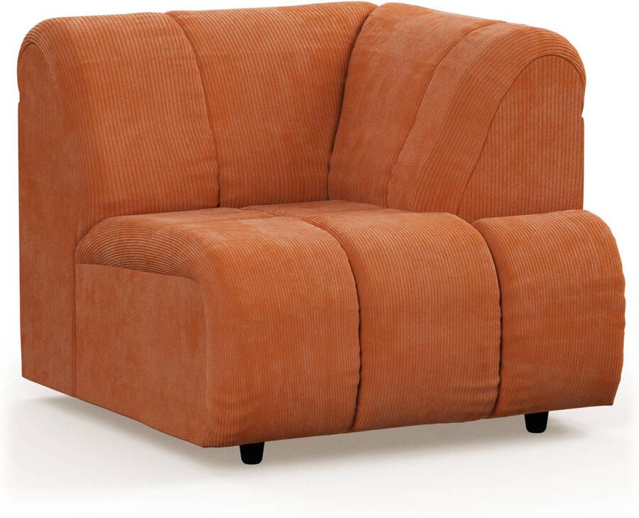 HKliving Wave Bank Element Hoekstuk Rechts Dusty Orange
