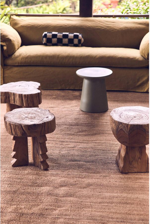 HKLIVING Log Wooden Kruk Teak - Foto 2