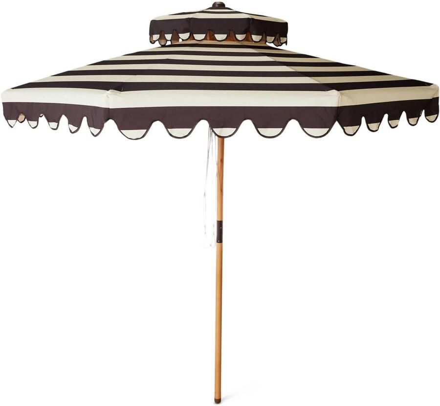HKLIVING Striped Patio Parasol Stracciatella