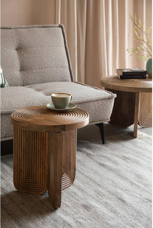 Housecraft living Feliz Lifestyle Maeze Bijzettafel Hout Rond 40 cm Bruin - Foto 2