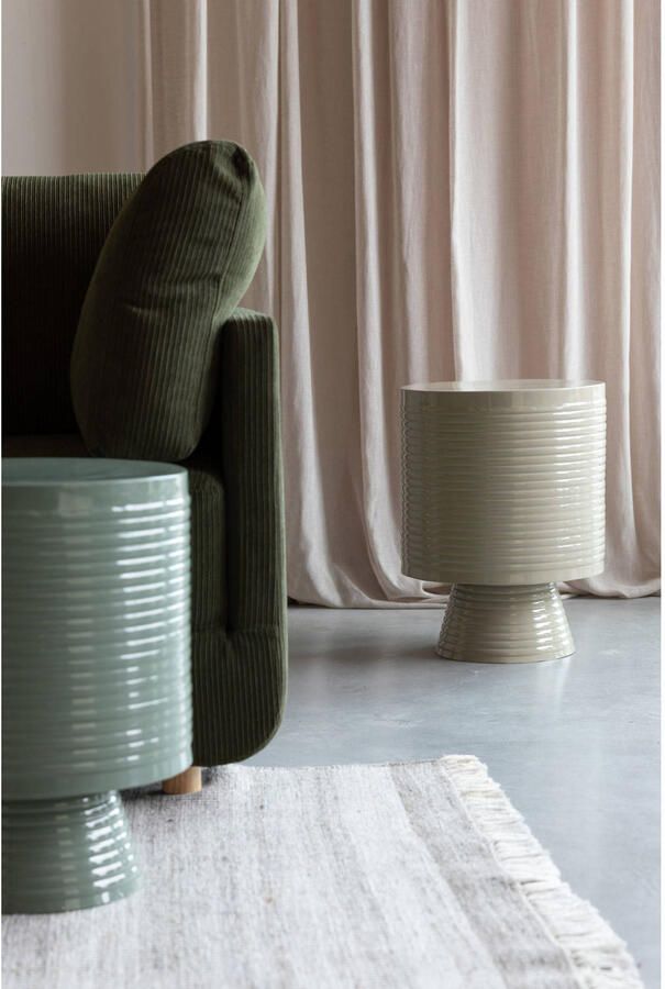 Housecraft living Feliz Lifestyle Sven Bijzettafel Rond Metaal 35x35 (L) cm Ivoor Wit - Foto 3