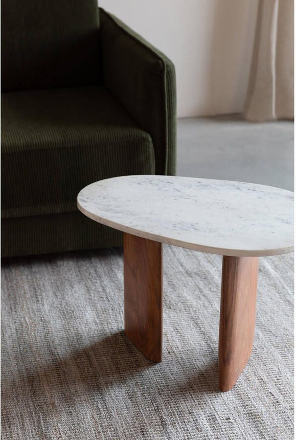 Housecraft living Feliz Lifestyle Tanda Bijzettafel Marmer Hout 56x37 cm Beige - Foto 3