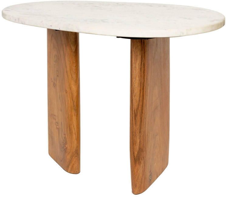 Housecraft living Feliz Lifestyle Tanda Bijzettafel Marmer Hout 56x37 cm Beige - Foto 4