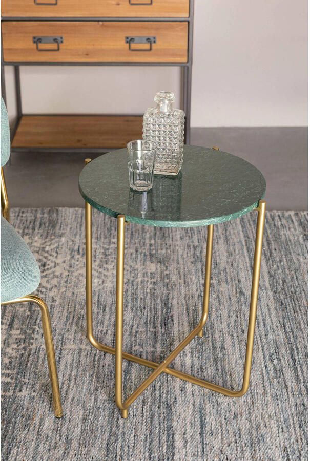 Housecraft Living Housecraft Timpa Bijzettafel Marmer Rond 44x44 cm Groen Goud - Foto 7