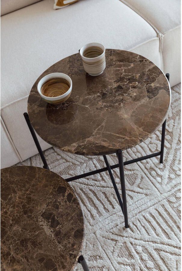 Housecraft Living Housecraft Tooz bijzettafel Rond 45 cm Marmer Bruin - Foto 2