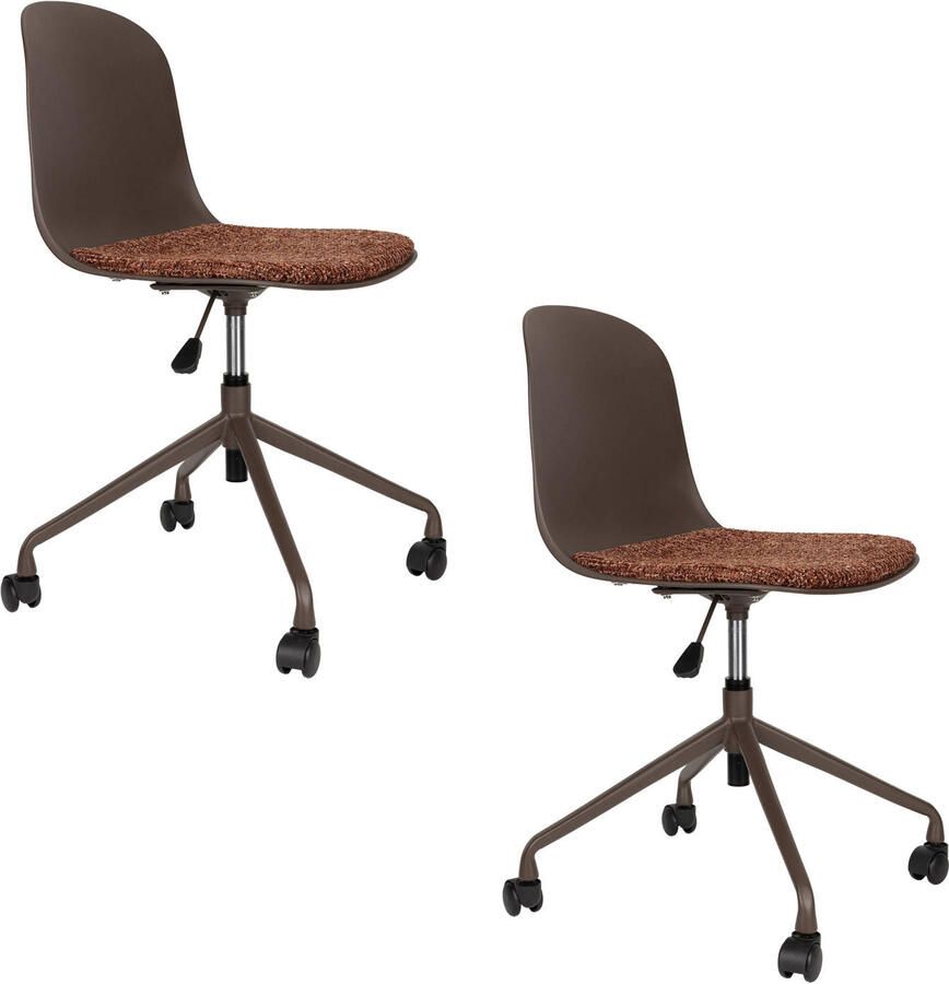 Housecraft Living draaibare bureaustoel Roxanne met wielen bruin