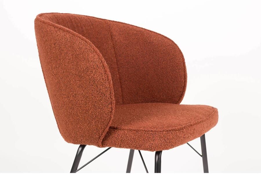 Housecraft living Feliz Lifestyle Joa Eetkamerstoelen Bouclé Terra Set van 2 - Foto 4