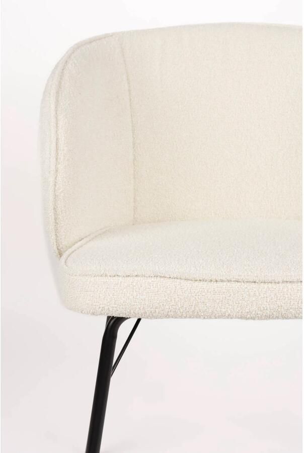 Housecraft living Feliz Lifestyle Joa Eetkamerstoelen Bouclé Wit Set van 2 - Foto 3