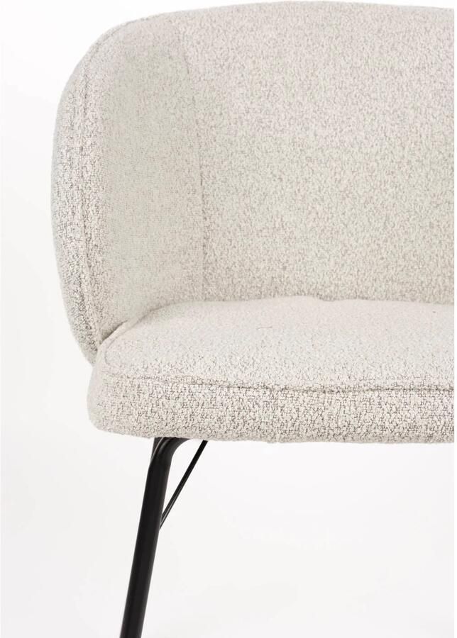 Housecraft living Joa Eetkamerstoelen Armleuning Bouclé Beige Set van 2 - Foto 4