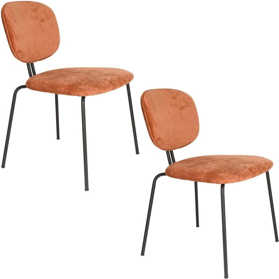 Housecraft living Feliz Lifestyle Bouton Eetkamerstoelen Terra Set van 2