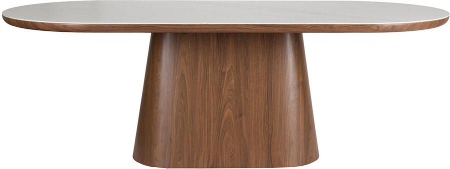 Housecraft living Almira Eettafel Ovaal 180 cm Hout Marmerlook Walnootkleur Bruin - Foto 2