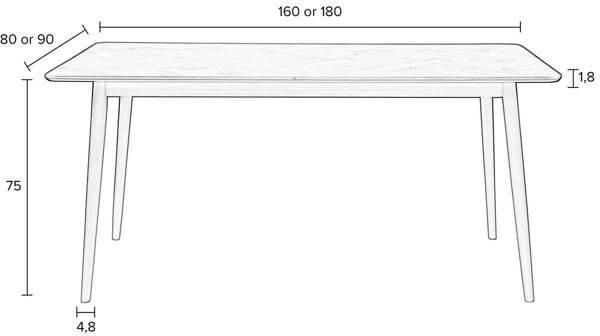 Housecraft Living Housecraft Fabio Eettafel Hout Visgraat 160x80 cm Naturel - Foto 5