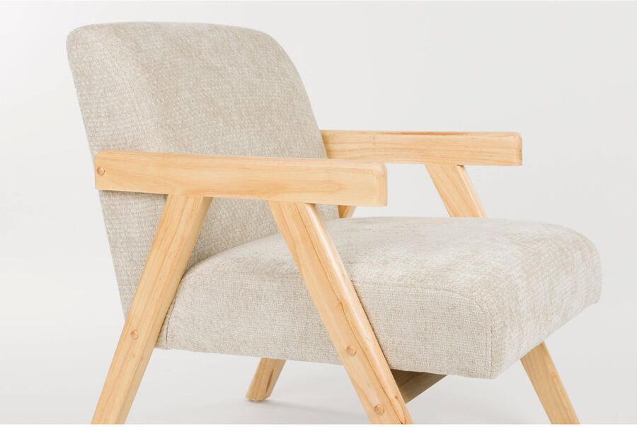Housecraft Living Panadero Fauteuil met armleuning Hout Naturel| Beige - Foto 2