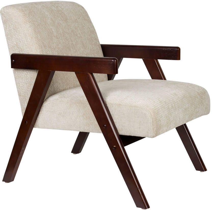 Housecraft Living Panadero Fauteuil met armleuning Hout Bruin donker| Beige - Foto 3